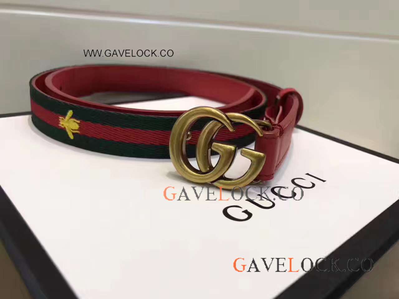 Classic Tri color belt Replica - Green+Red+Green+Bee Mens Belt